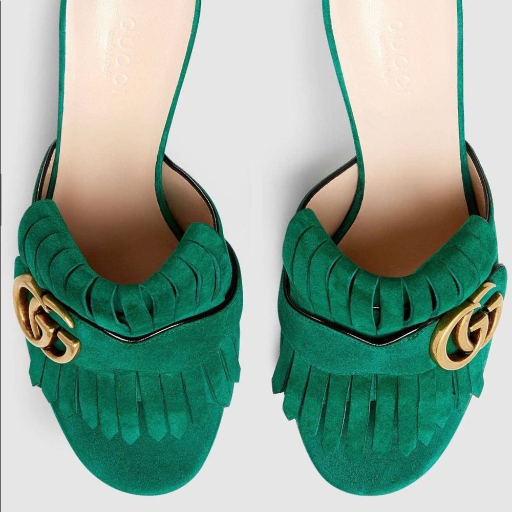Gucci "Marmont" suede mule pump